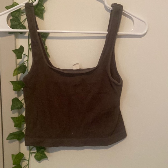 Olive green ribbed crop top - Picture 1 of 2